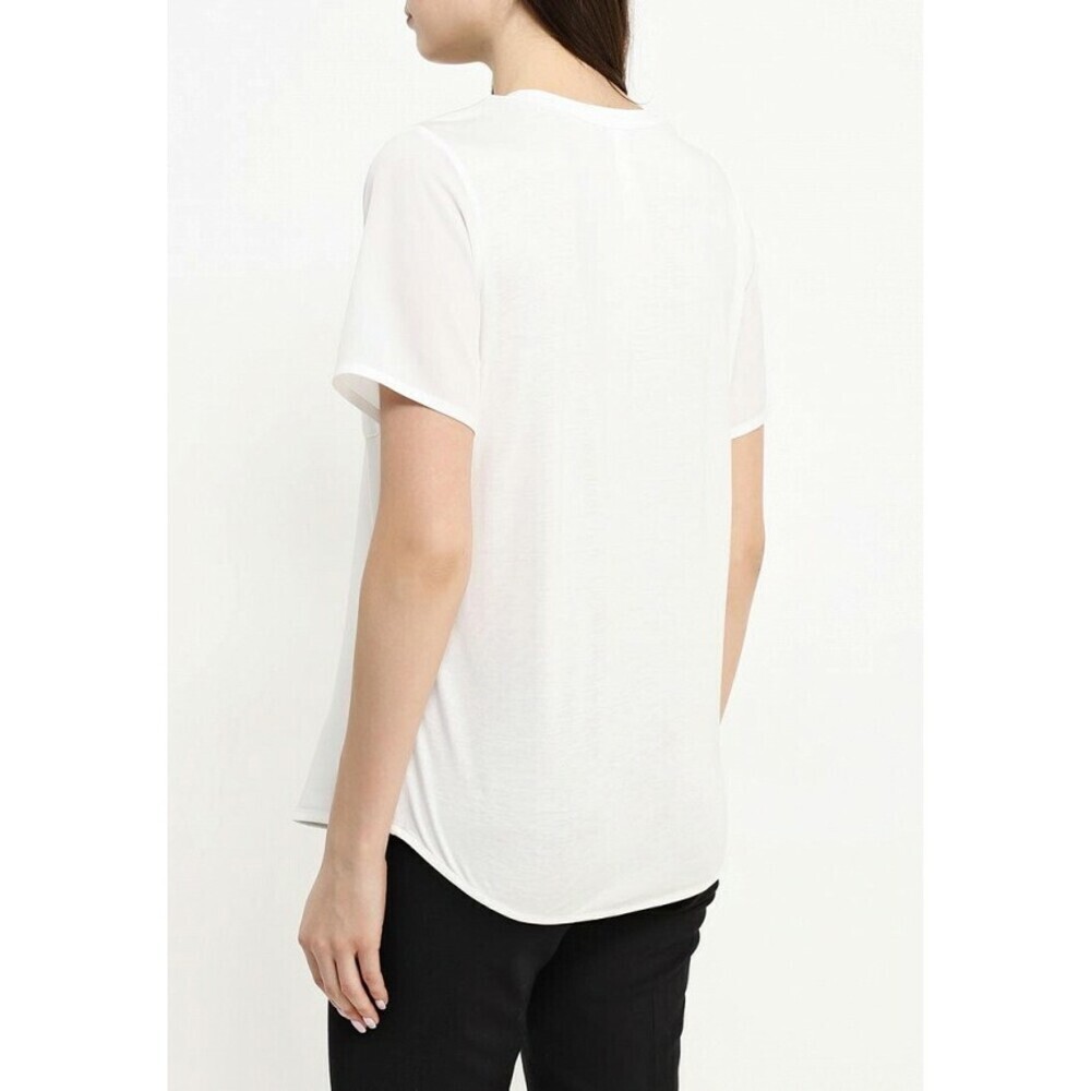 Olsen Europe Short Sleeve Blouse Shirt In White Size M-L 12 US $180 - Picture 5 of 6